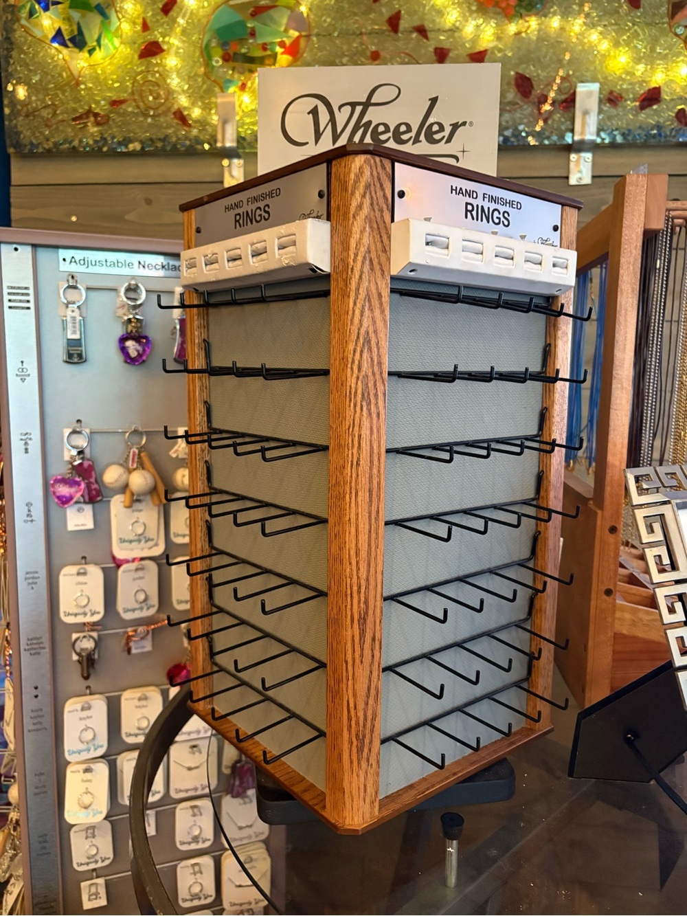 Oak & Black Ring and Jewelry Display Rack